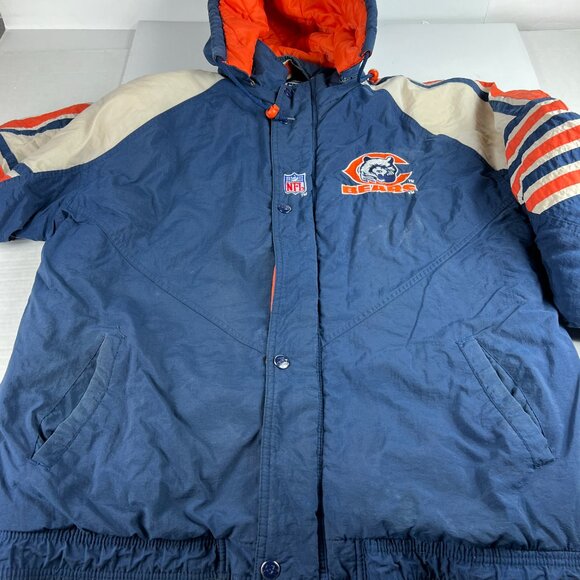 VTG 90s Starter Pro Line Chicago Bears Bomber Jacket Extra Large Blue Full Zip - Picture 4 of 16
